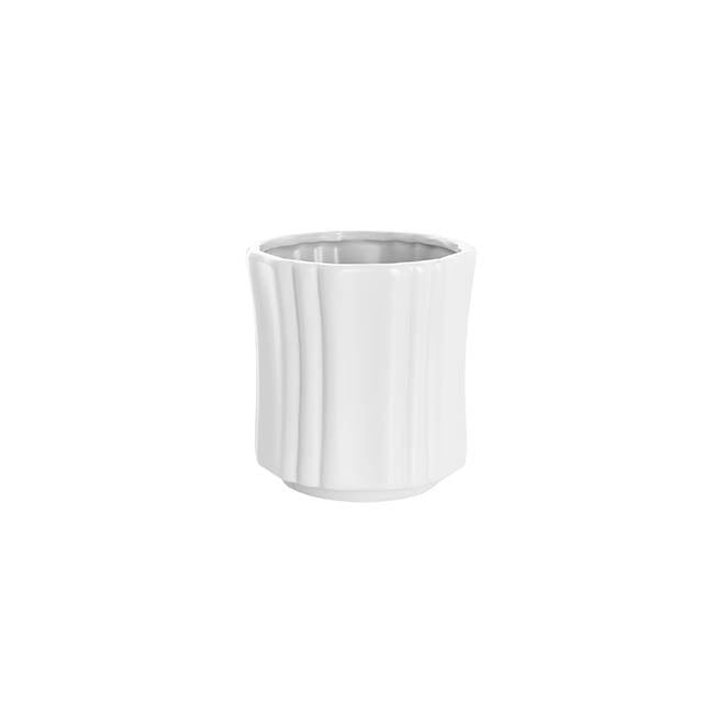 white planter with subtle waist sillouette
